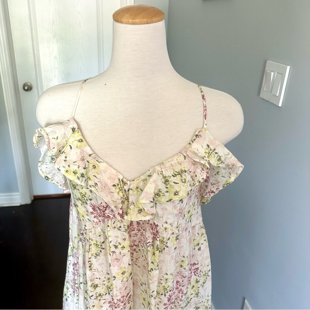 H&M Floral Sleeveless Flounce V Neck Dress - Size M - Picture 7 of 14